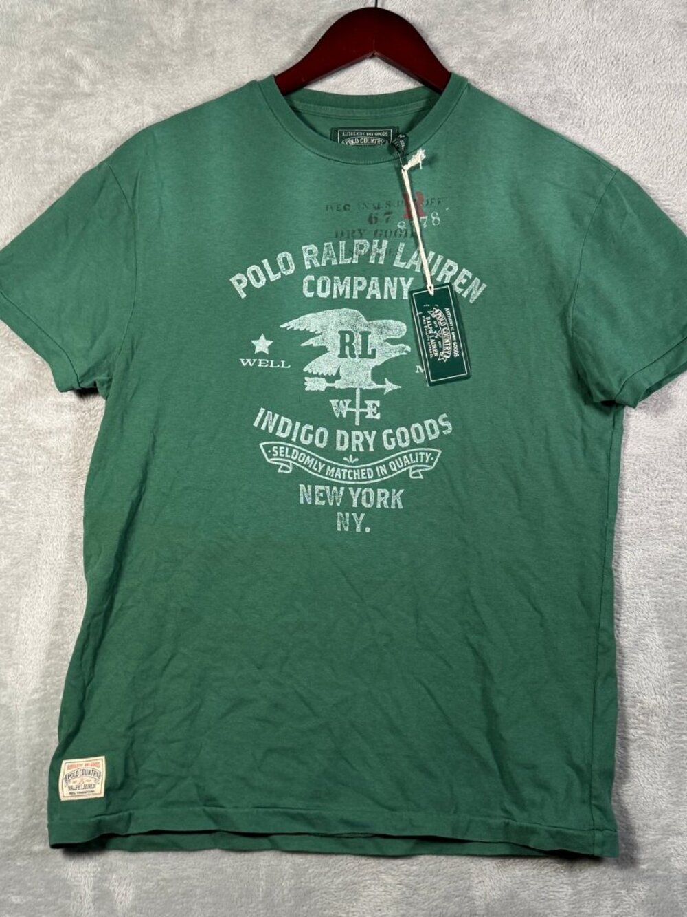 Polo Ralph Lauren T-Shirt Mens S Green Country Indigo Dry Goods Graphic $70